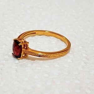 1ct Garnet Ring | 18ct Gold Plated .925 Sterling Silver